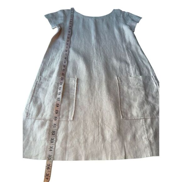 Eileen Fisher 100% Organic Linen Bateau Neck Short Sleeve Patch Pocket Shift Dre - Picture 9 of 11